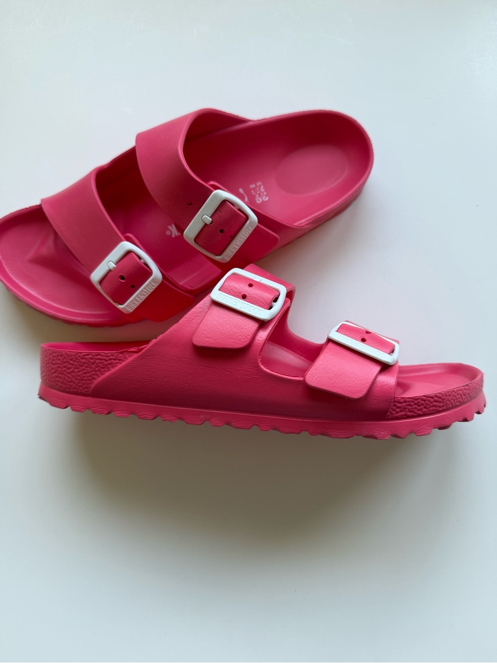 Birkenstock Bright Watermelon Pink Double-Buckle Slide Sandals